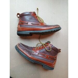 LL Bean Chukka Allagash Bison Brown Leather Moc Toe Boots Men's Size 9